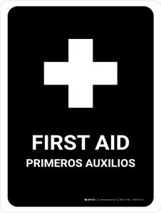 First Aid Black Bilingual Portrait - Wall Sign