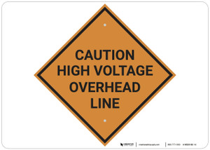 Caution: Crossing Caution High Voltage Overhead Line - Wall Sign