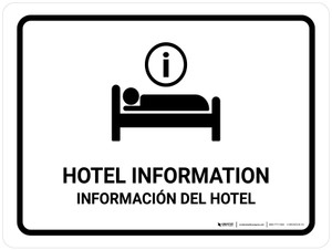 Hotel Information White Bilingual Landscape - Wall Sign