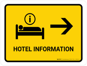 Hotel Information With Right Arrow Yellow Landscape - Wall Sign