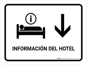 Hotel Information With Down Arrow White Spanish Landscape - Wall Sign