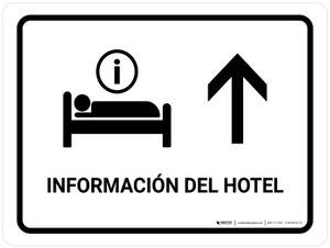 Hotel Information With Up Arrow White Spanish Landscape - Wall Sign