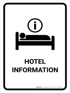 Hotel Information White Portrait - Wall Sign