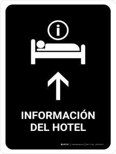 Hotel Information With Up Arrow Black Spanish Portrait - Wall Sign