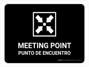 Meeting Point Black Bilingual Spanish Landscape - Wall Sign