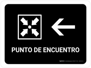 Meeting Point With Left Arrow Black Spanish Landscape - Wall Sign