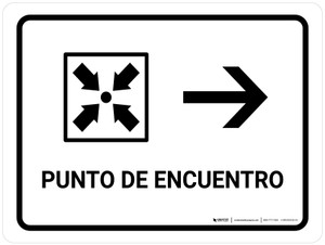 Meeting Point With Right Arrow White Spanish Landscape - Wall Sign