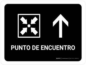 Meeting Point With Up Arrow Black Spanish Landscape - Wall Sign