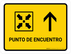 Meeting Point With Up Arrow Yellow Spanish Landscape - Wall Sign