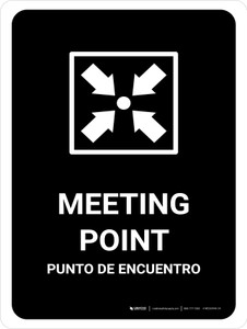 Meeting Point Black Bilingual Portrait - Wall Sign