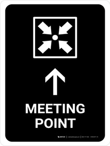 Meeting Point With Up Arrow Black Portrait - Wall Sign