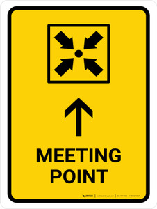 Meeting Point With Up Arrow Yellow Portrait - Wall Sign