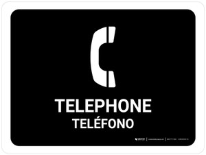 Telephone Black Bilingual Spanish Landscape - Wall Sign
