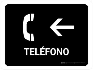 Telephone With Left Arrow Black Spanish Landscape - Wall Sign