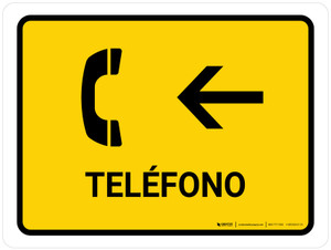 Telephone With Left Arrow Yellow Spanish Landscape - Wall Sign