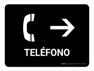 Telephone With Right Arrow Black Spanish Landscape - Wall Sign
