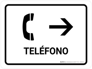 Telephone With Right Arrow White Spanish Landscape - Wall Sign