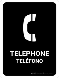 Telephone Black Bilingual Spanish Portrait - Wall Sign