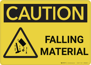 Caution: Falling Material With Graphic - Wall Sign