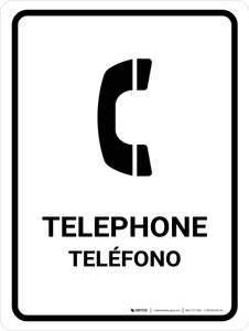 Telephone White Bilingual Spanish Portrait - Wall Sign