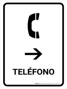 Telephone With Right Arrow White Spanish Portrait - Wall Sign