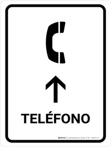 Telephone With Up Arrow White Spanish Portrait - Wall Sign