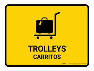 Trolleys Yellow Bilingual Spanish Landscape - Wall Sign