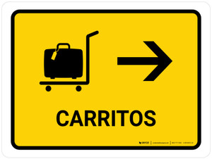 Trolleys With Right Arrow Yellow Spanish Landscape - Wall Sign