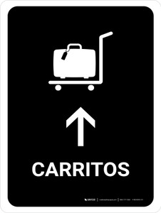 Trolleys With Up Arrow Black Spanish Portrait - Wall Sign