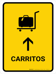 Trolleys With Up Arrow Yellow Spanish Portrait - Wall Sign