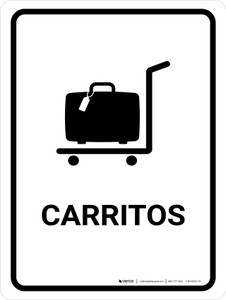 Trolleys White Spanish Portrait - Wall Sign