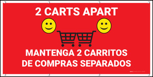 2 Carts Apart with Emojis Bilingual Spanish Red - Banner