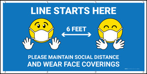 Line Starts Here with Emojis Blue - Banner