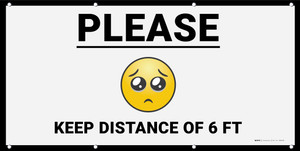 Please Keep Distance of 6ft Facemask Emojis - Banner