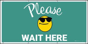 Please Wait Here with Sunglasses Emoji Green - Banner