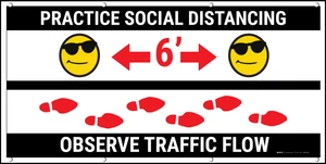 Practice Distancing Observe Flow with Sunglasses Emoji Black - Banner