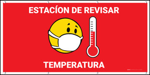 Temperature Check Station Spanish Red with Emojis - Banner