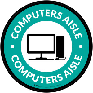 Computers Aisle with Icon Circle - Floor Sign