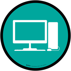 Computers Icon Circle - Floor Sign
