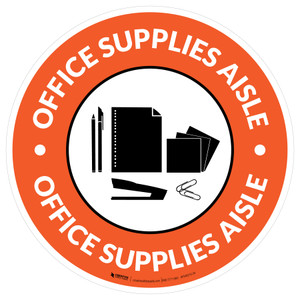 Office Supplies Aisle with Icon Circle - Floor Sign