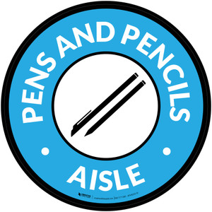 Pens and Pencils Aisle with Icon Circle - Floor Sign