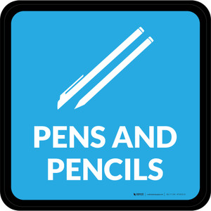 Pens and Pencils with Icon Square - Floor Sign