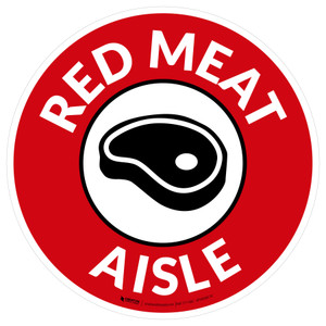 Red Meat Aisle with Icon Circle - Floor Sign