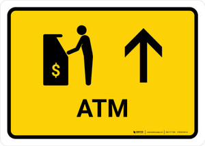 ATM With Up Arrow Yellow Landscape - Wall Sign