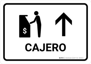 ATM With Up Arrow White Spanish Landscape - Wall Sign