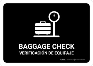 Baggage Check Black Bilingual Spanish Landscape - Wall Sign