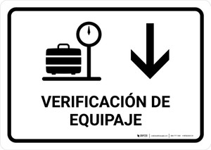 Baggage Check With Down Arrow White Spanish Landscape - Wall Sign