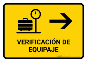 Baggage Check With Right Arrow Yellow Spanish Landscape - Wall Sign