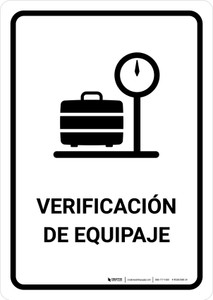 Baggage Check White Spanish Portrait - Wall Sign