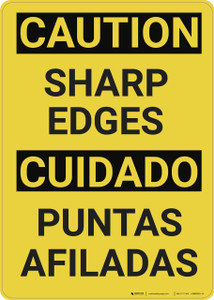 Caution: Sharp Edges Bilingual Spanish - Wall Sign